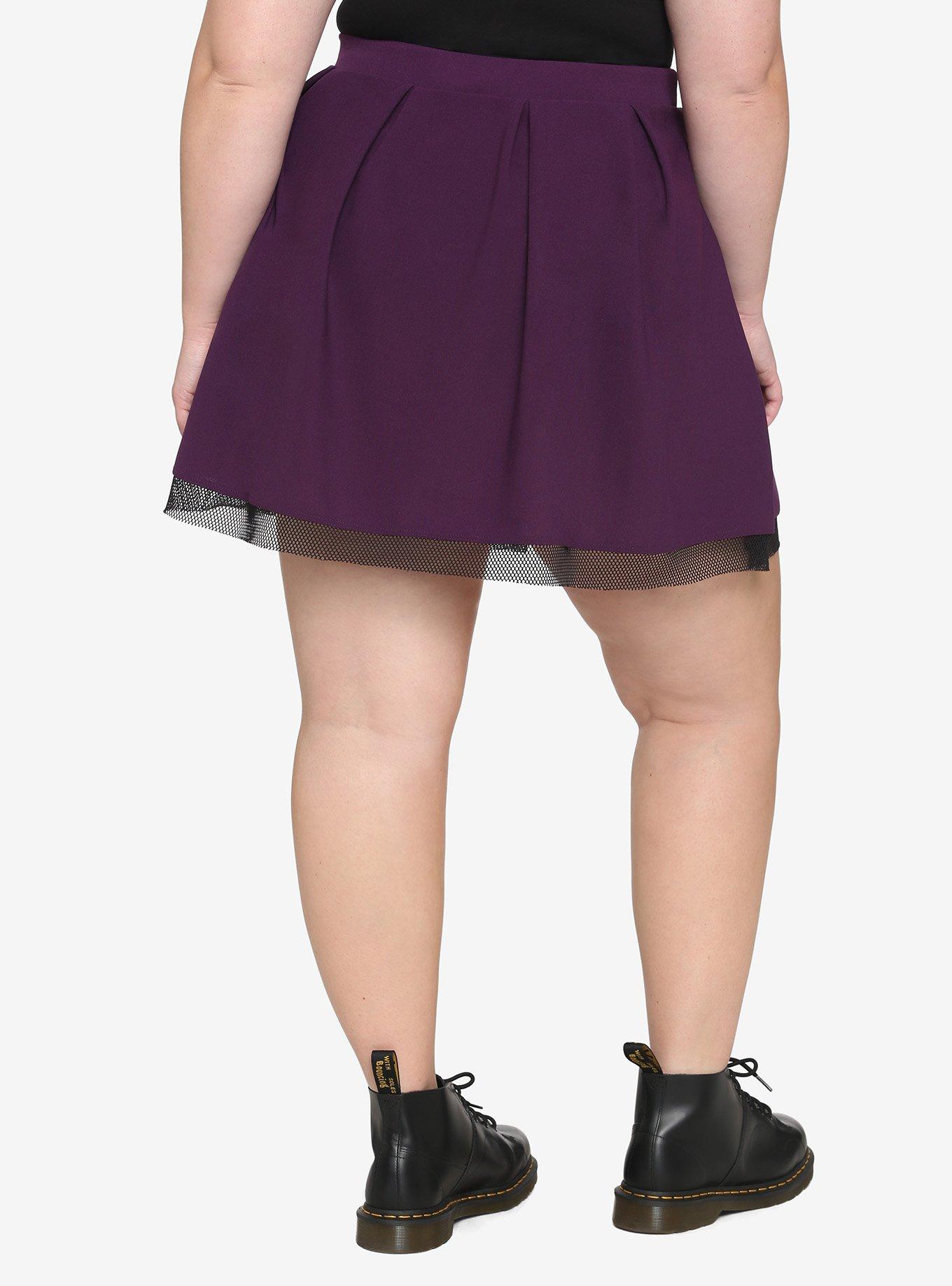 Purple Fishnet Skirt Plus Size, PURPLE, alternate - view 2