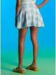 Blue & White Plaid Double Lace-Up Skirt, PLAID - BLUE, alternate