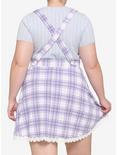 Pink & Purple Plaid Lace Suspender Skirt Plus Size, PLAID - BLUE, alternate