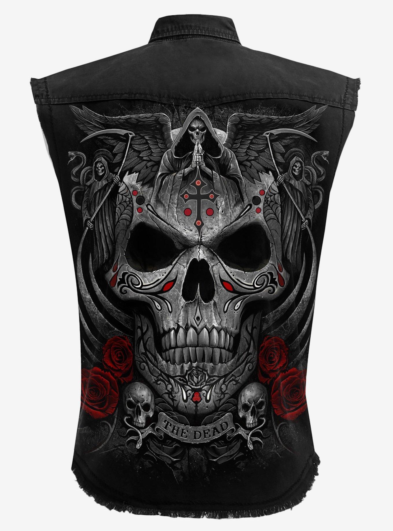 The Dead Sleeveless Woven Button-Up, BLACK, alternate