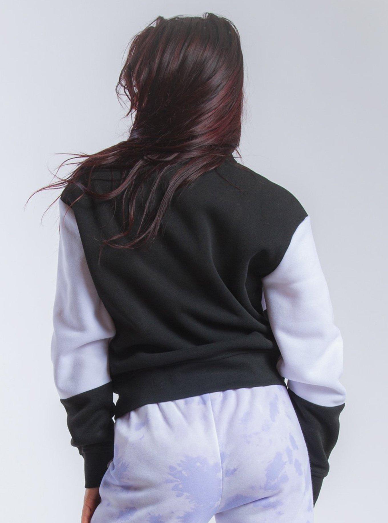 Black Color Block Quarter Zip Pullover, BLACK, alternate