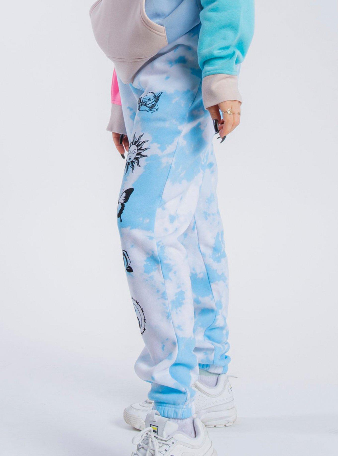 Light Blue Tie Dye Sweatpants, BLUE, alternate