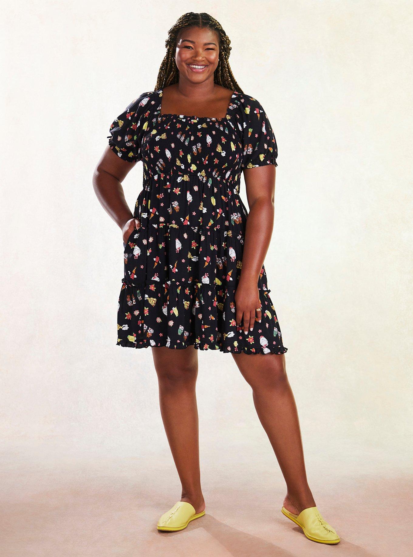 Her Universe Spirited Away Bathhouse Spirits Smocked Tiered Dress Plus Size, MULTI, alternate