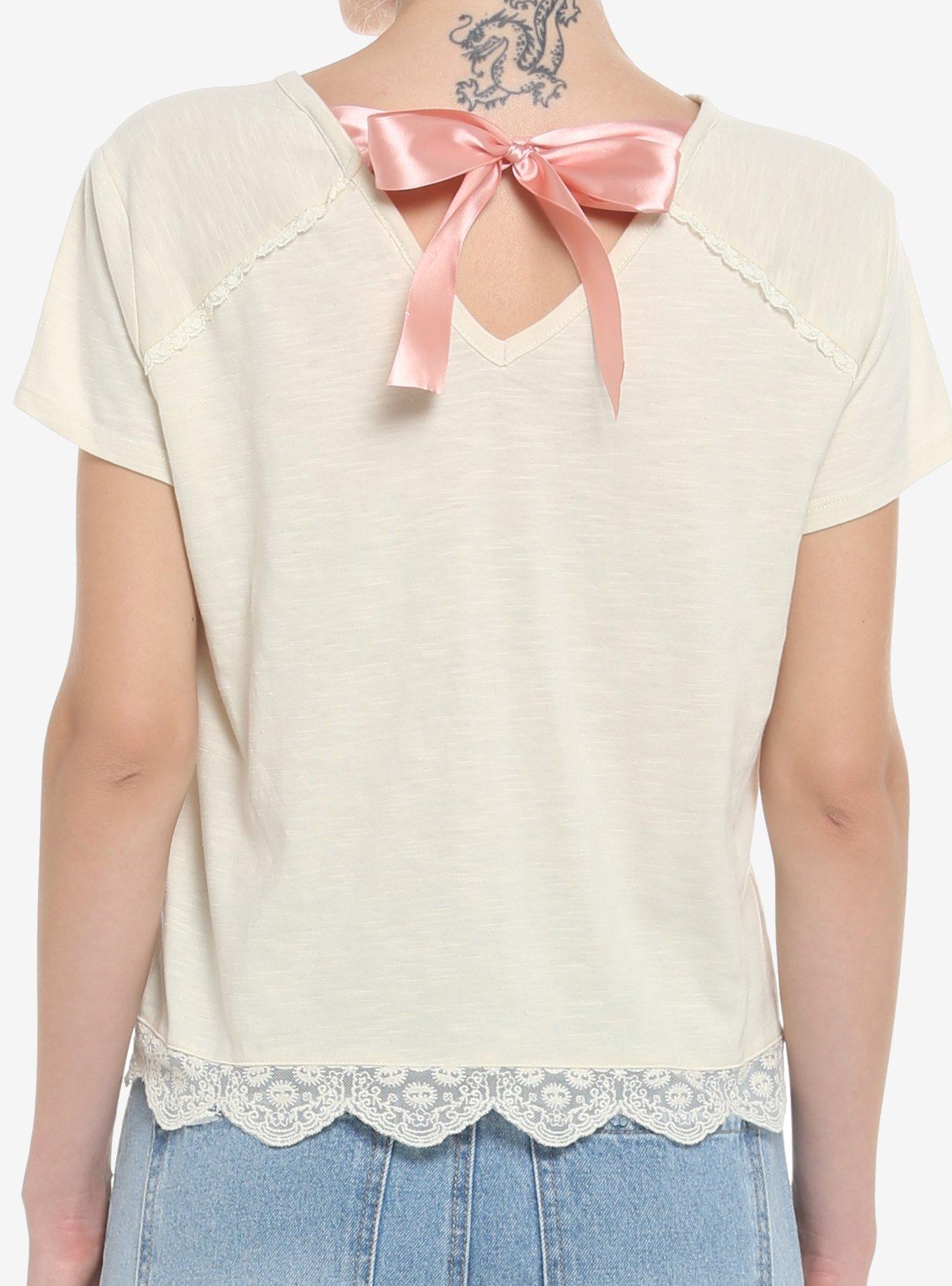 Her Universe Studio Ghibli My Neighbor Totoro Pink Bow T-Shirt, OFF WHITE, alternate