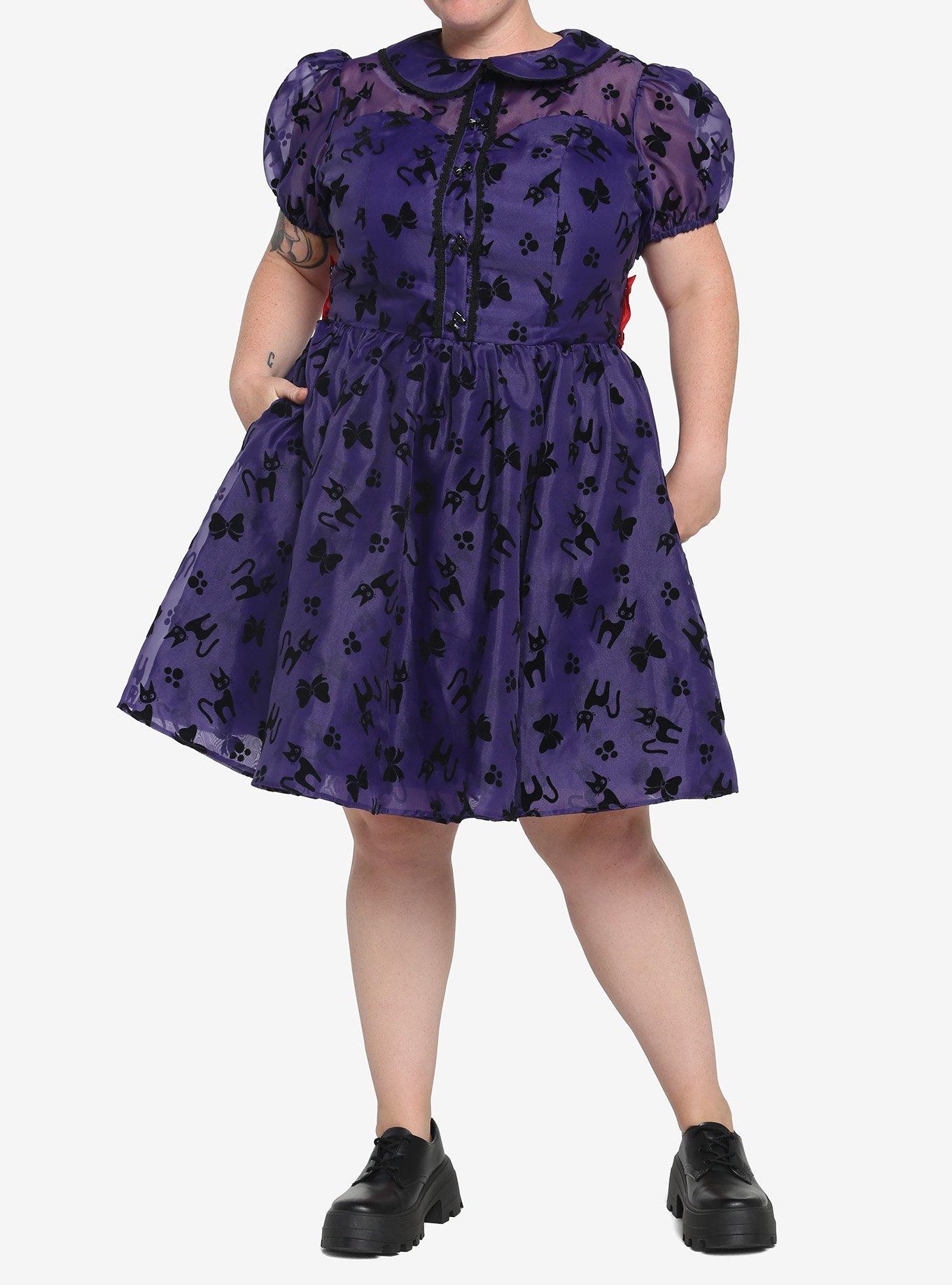 Her Universe Studio Ghibli Kiki's Delivery Service Jiji Puffy Organza Dress Plus Size, DARK PURPLE, alternate
