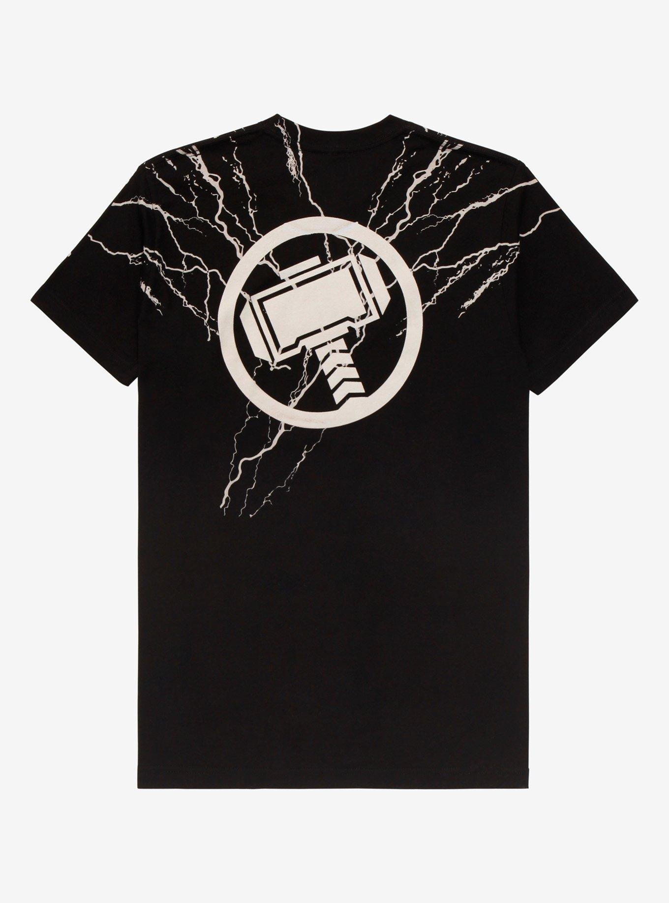 Marvel Thor Mj&ouml;lnir & Lightning Retro T-Shirt - BoxLunch Exclusive, BLACK, alternate