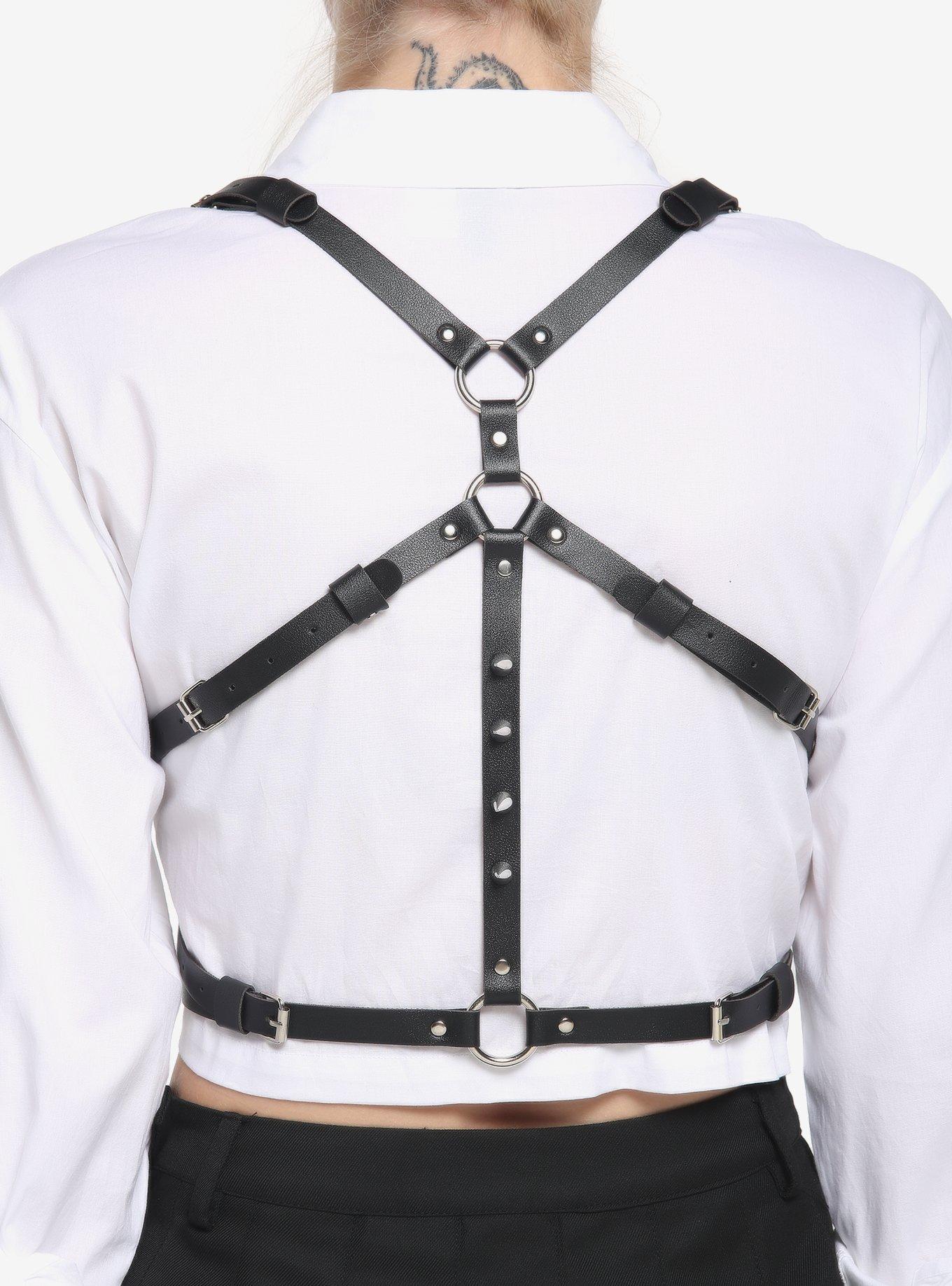 Crisscross Spike Body Harness, SILVER, alternate