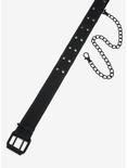 Black Grommet Belt With Chain, SILVER, alternate