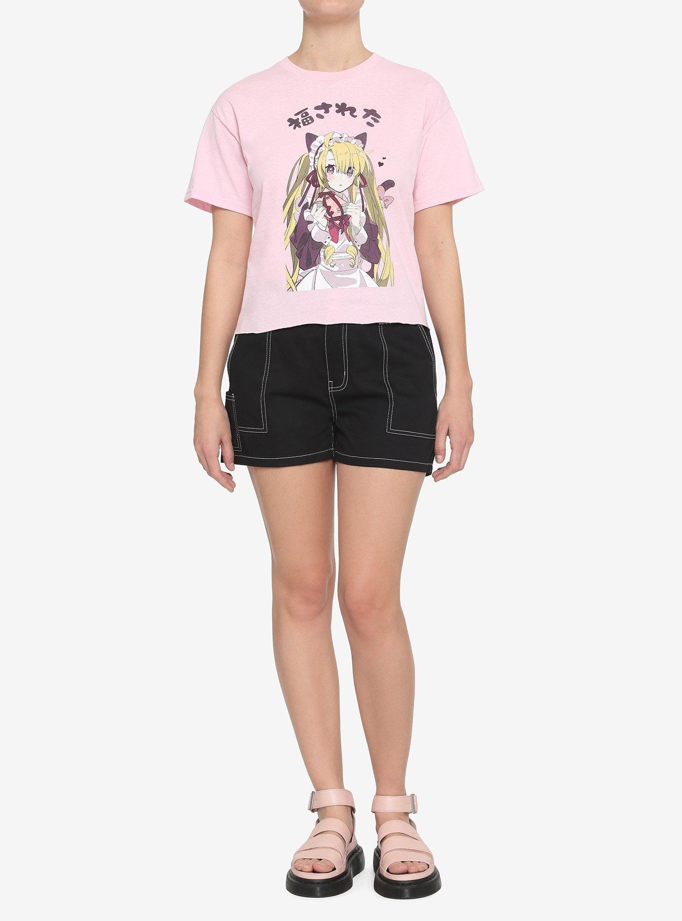 Anime Maid Boyfriend Fit Girls Crop T-Shirt, MULTI, alternate