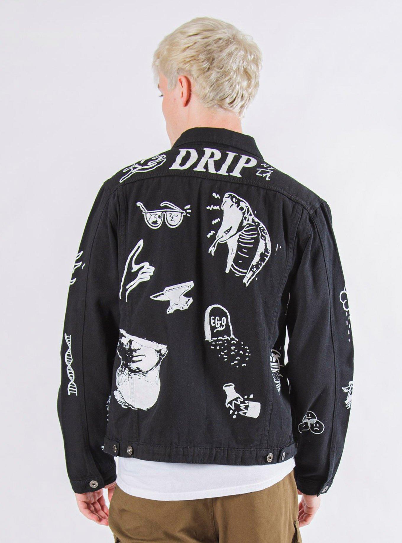Black True Doodle Denim Jacket, BLACK, alternate
