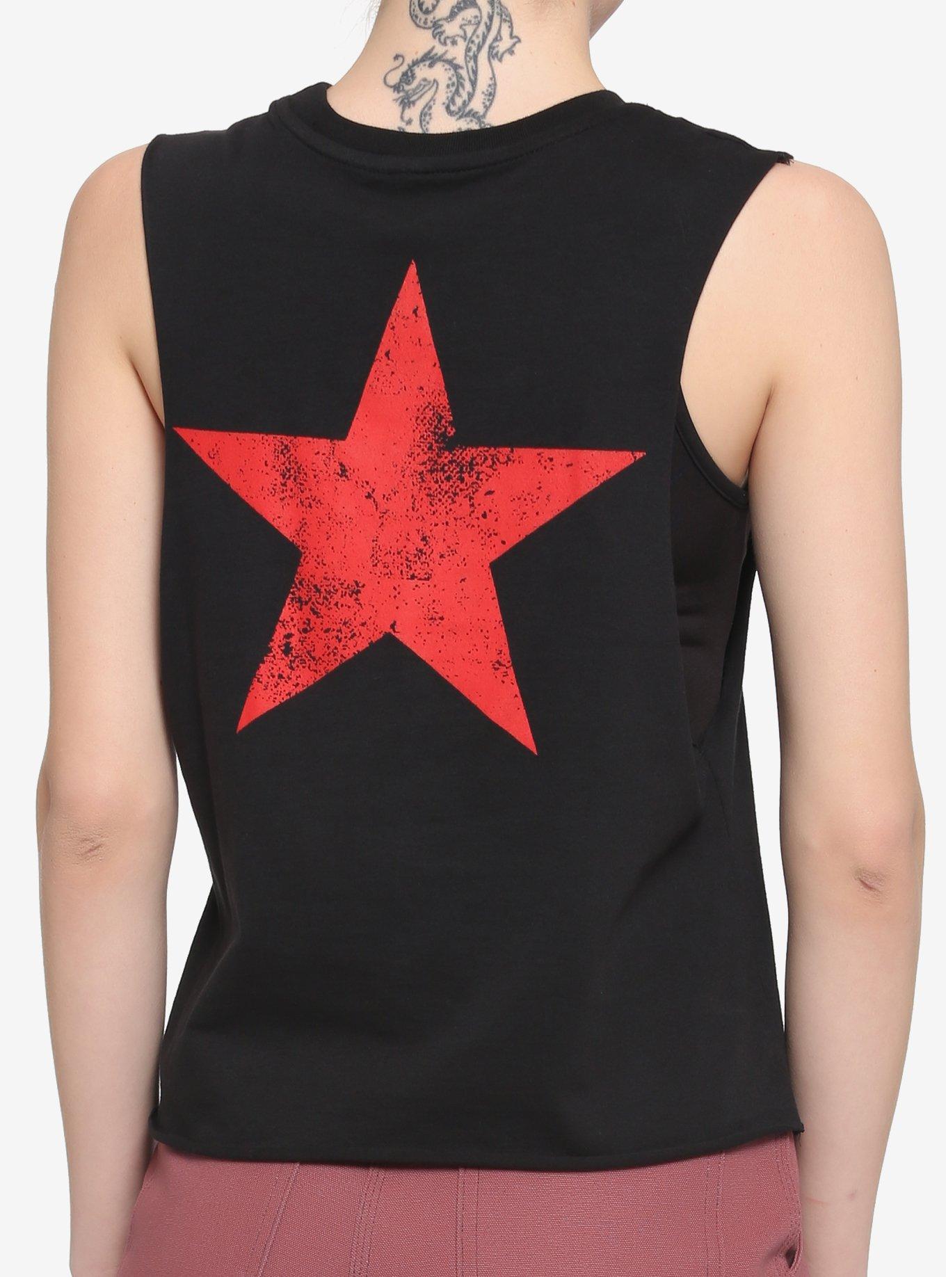 Rage Against The Machine 91 Star Girls Crop Muscle Tank Top, BLACK, alternate