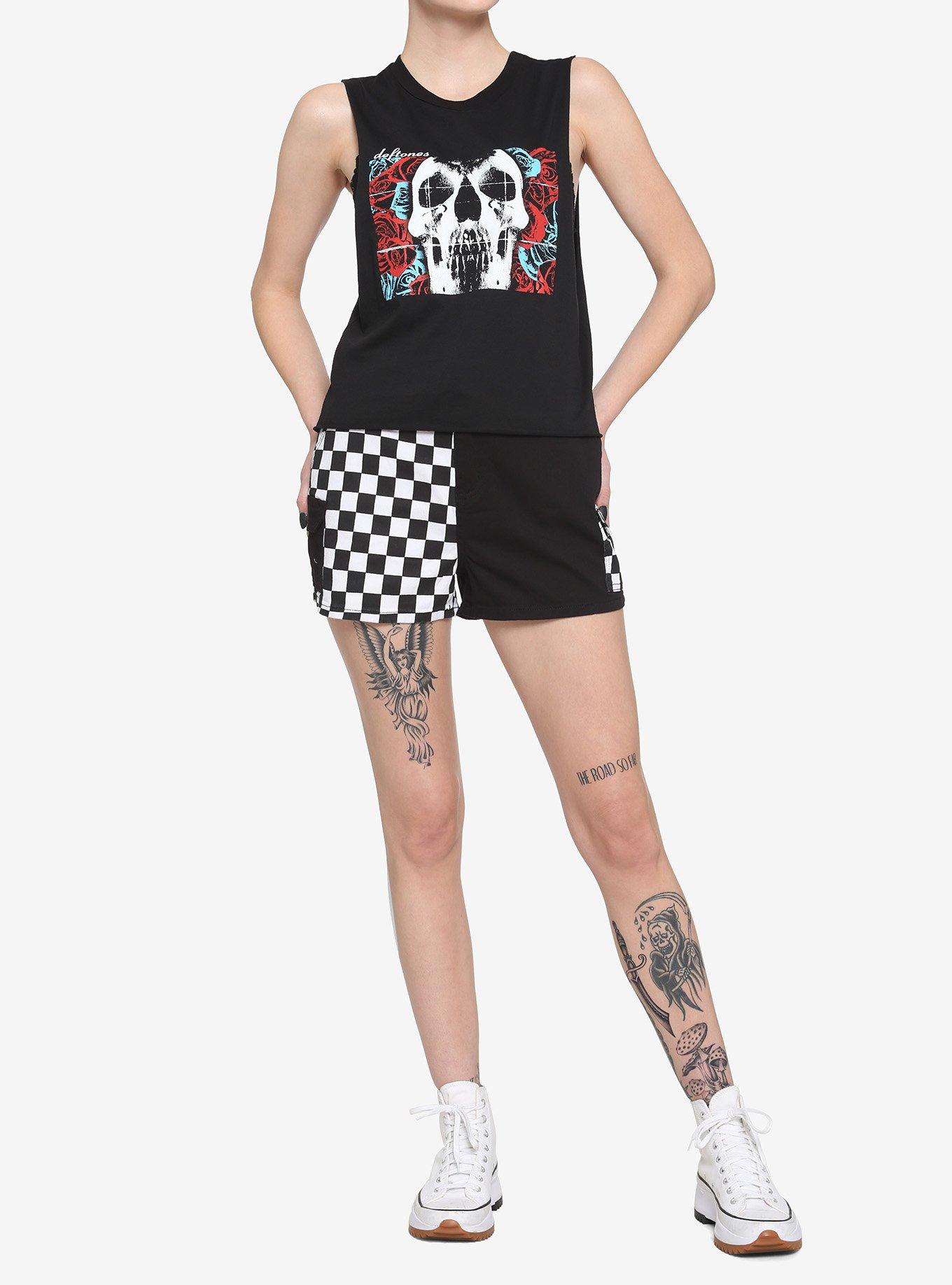 Deftones Self-Titled Album Girls Crop Muscle Tank Top, BLACK, alternate