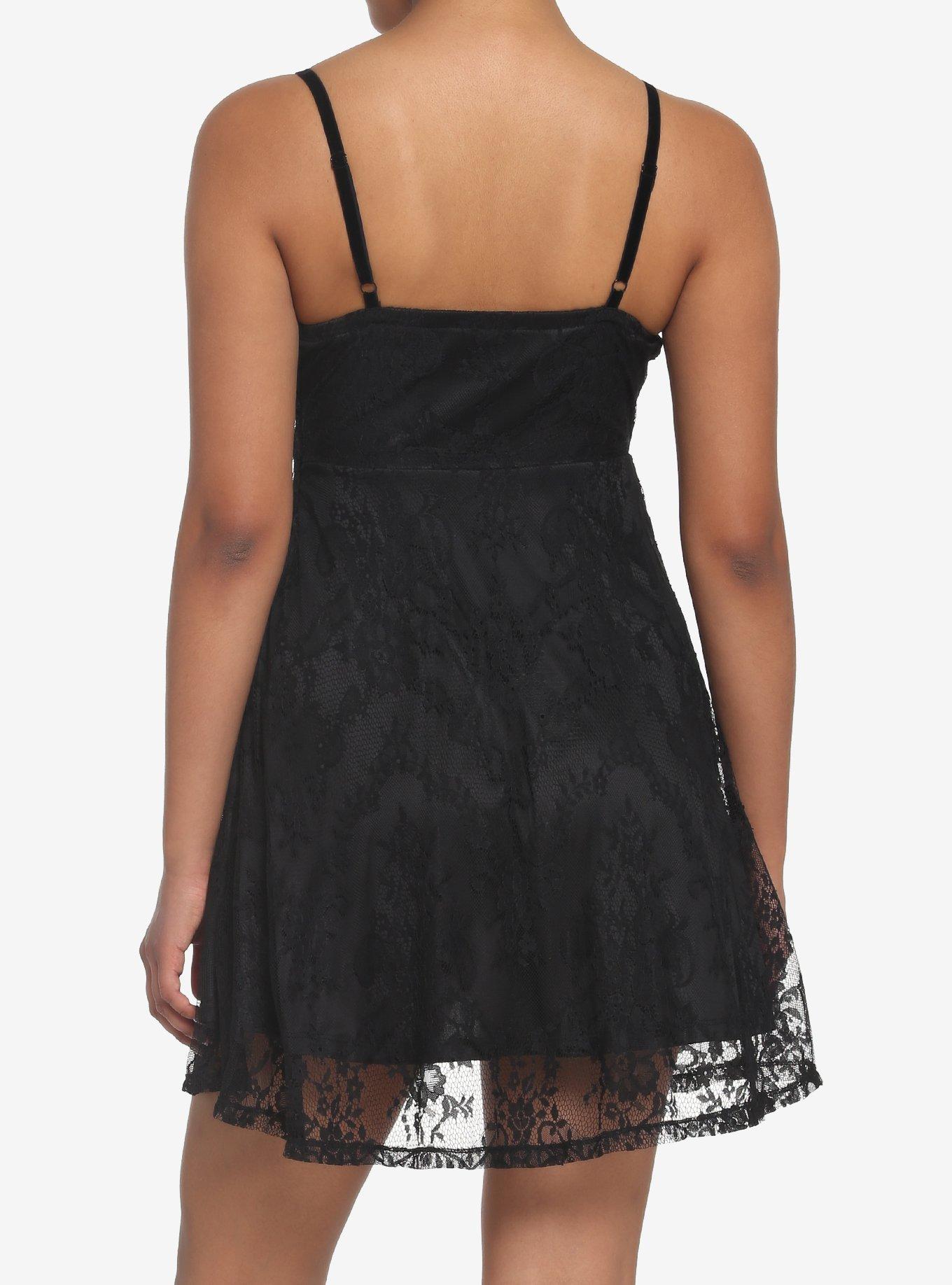 Black Lace-Up Dress, BLACK, alternate