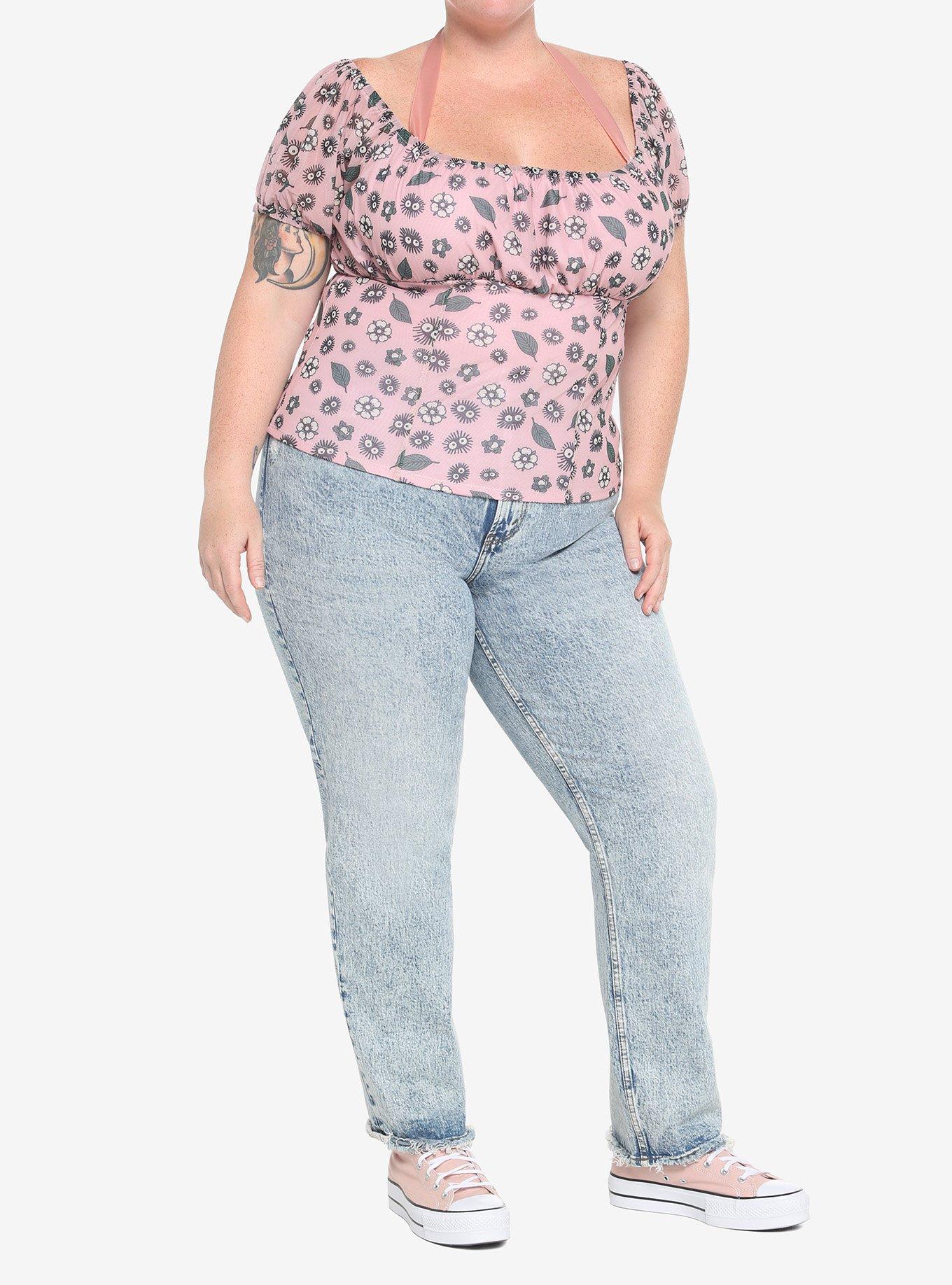 Her Universe Studio Ghibli My Neighbor Totoro Soot Sprites Ruched Mesh Girls Top Plus Size, MULTI, alternate - view 4