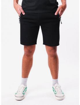 Black Heat Seal Zip Pocket Shorts, , hi-res