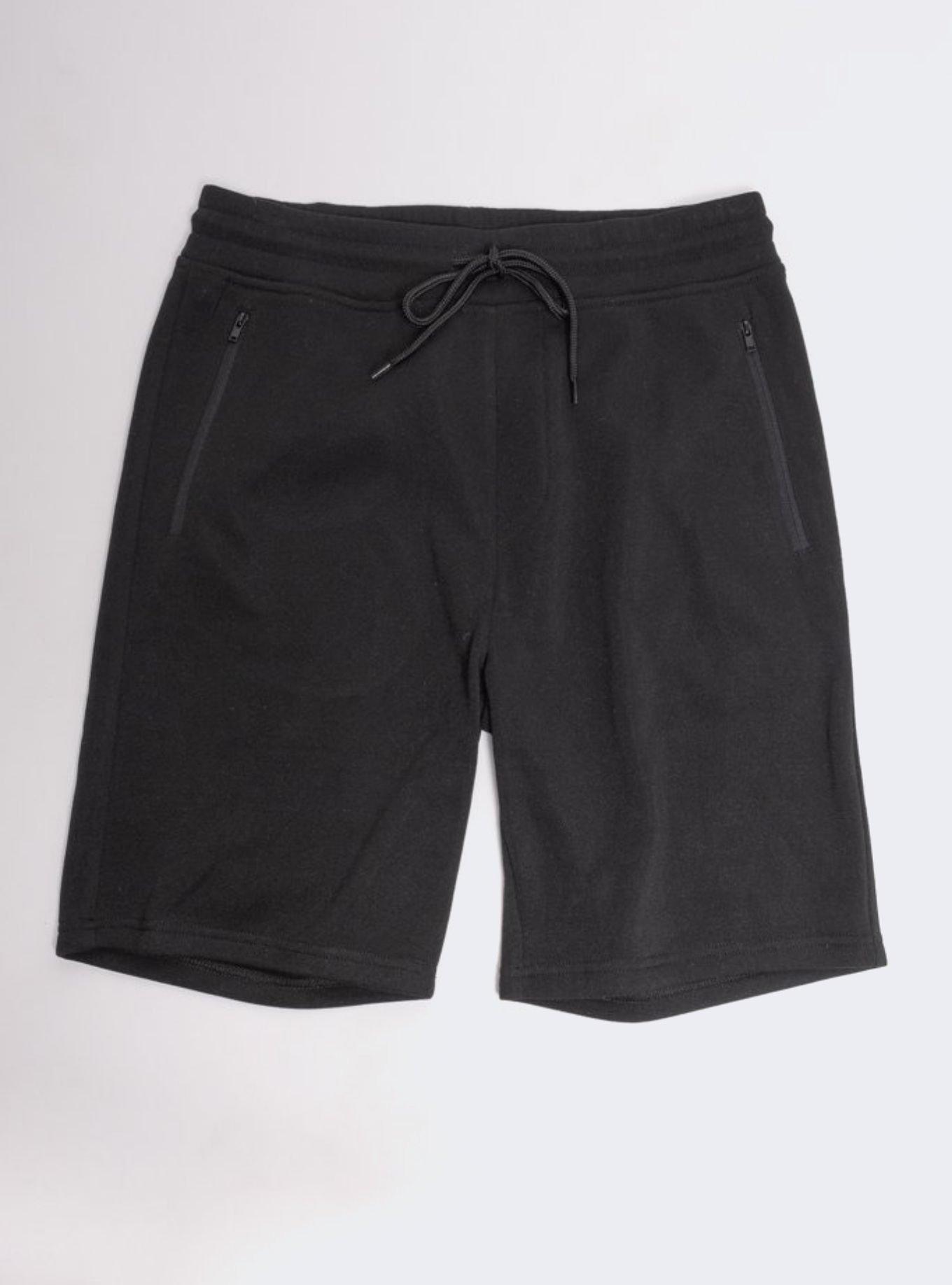Black Zip Pocket Knit Shorts, BLACK, alternate