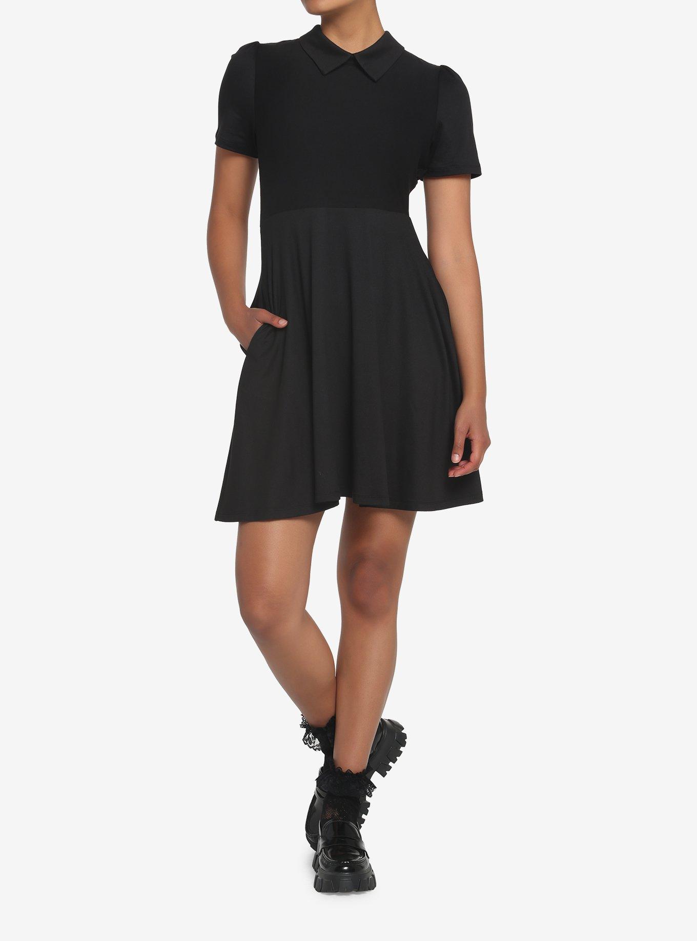 Black Collar Dress, BLACK, alternate