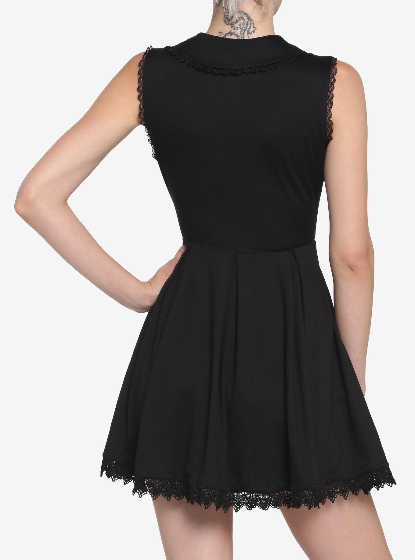 Mushroom Button Collared Dress, BLACK, alternate