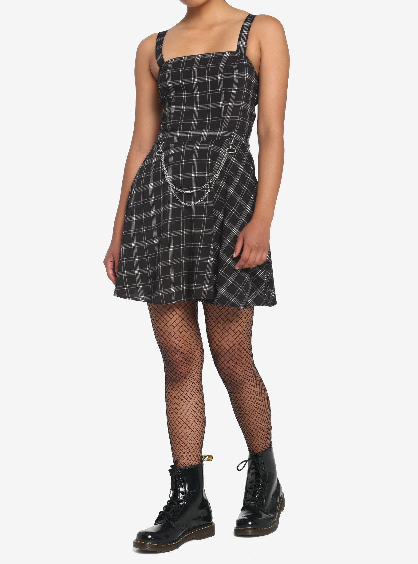 Black & White Plaid Chain Dress, PLAID - WHITE, alternate