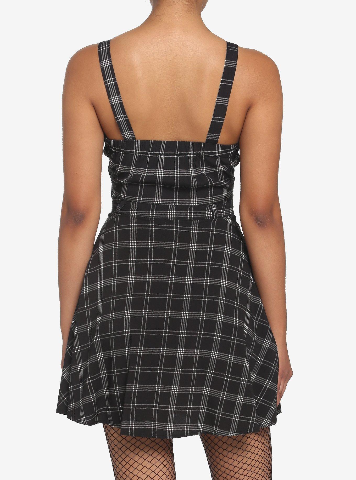 Black & White Plaid Chain Dress, PLAID - WHITE, alternate