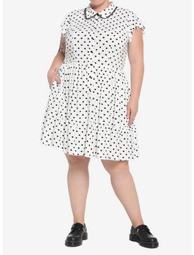 White & Black Heart Collar Dress Plus Size, , hi-res