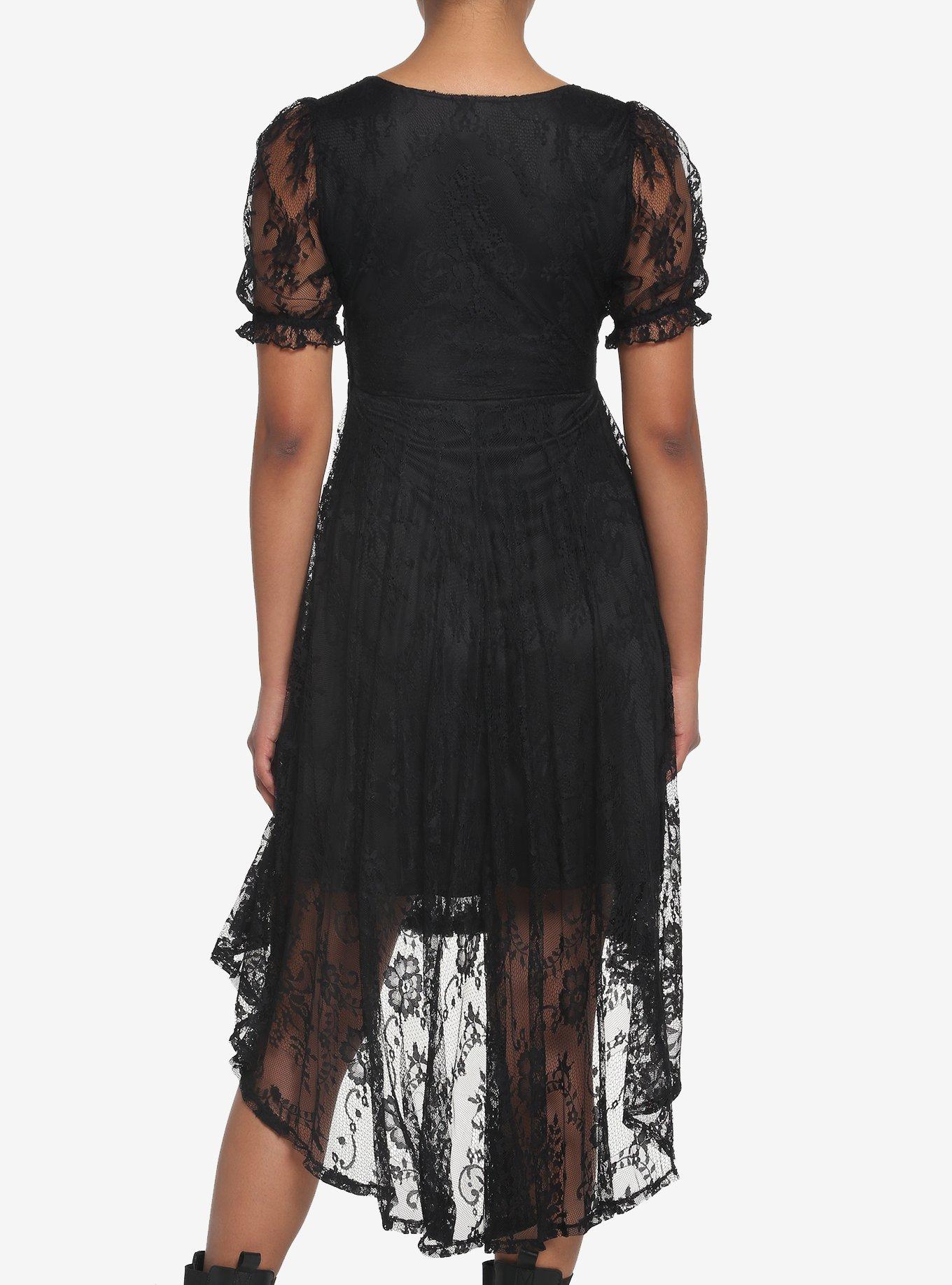 Black Lace Hi-Low Dress, BLACK, alternate