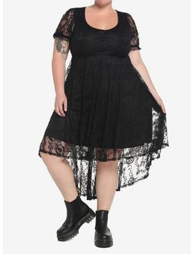 Black Lace Hi-Low Dress Plus Size, , hi-res