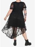Black Lace Hi-Low Dress Plus Size, BLACK, alternate