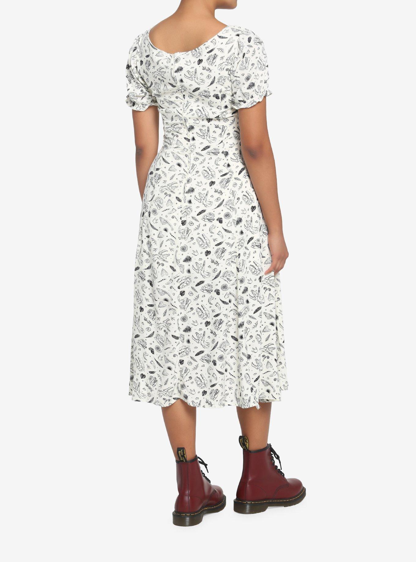 Dinosaur Fossil Empire Midi Dress, IVORY, alternate
