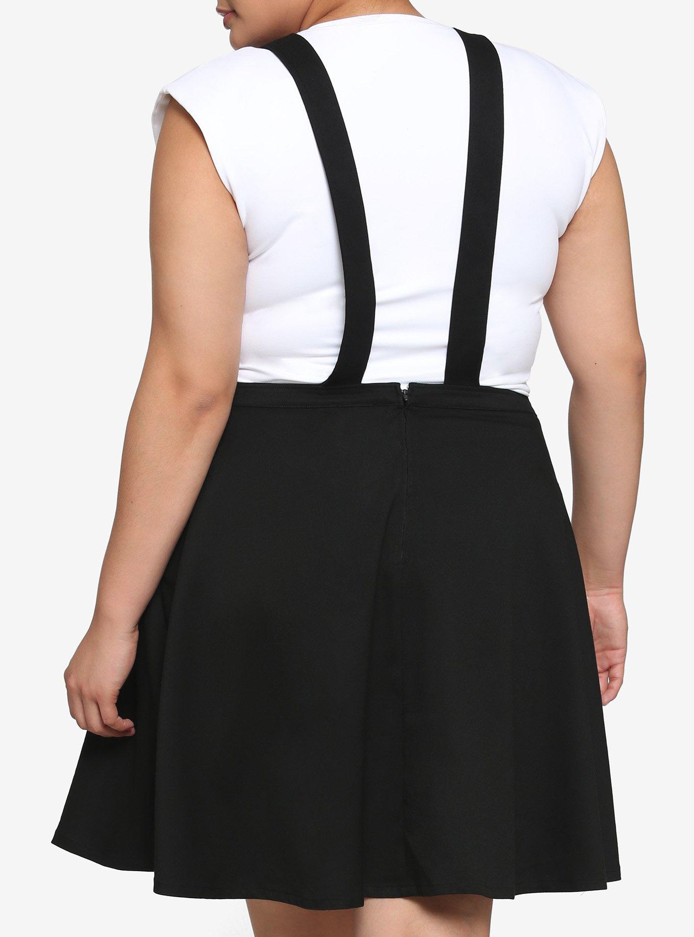 Rainbow Mushroom Embroidery Skirtall Plus Size, BLACK, alternate
