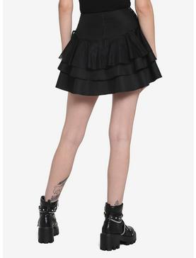 Black Buckle Tiered Skirt, , hi-res