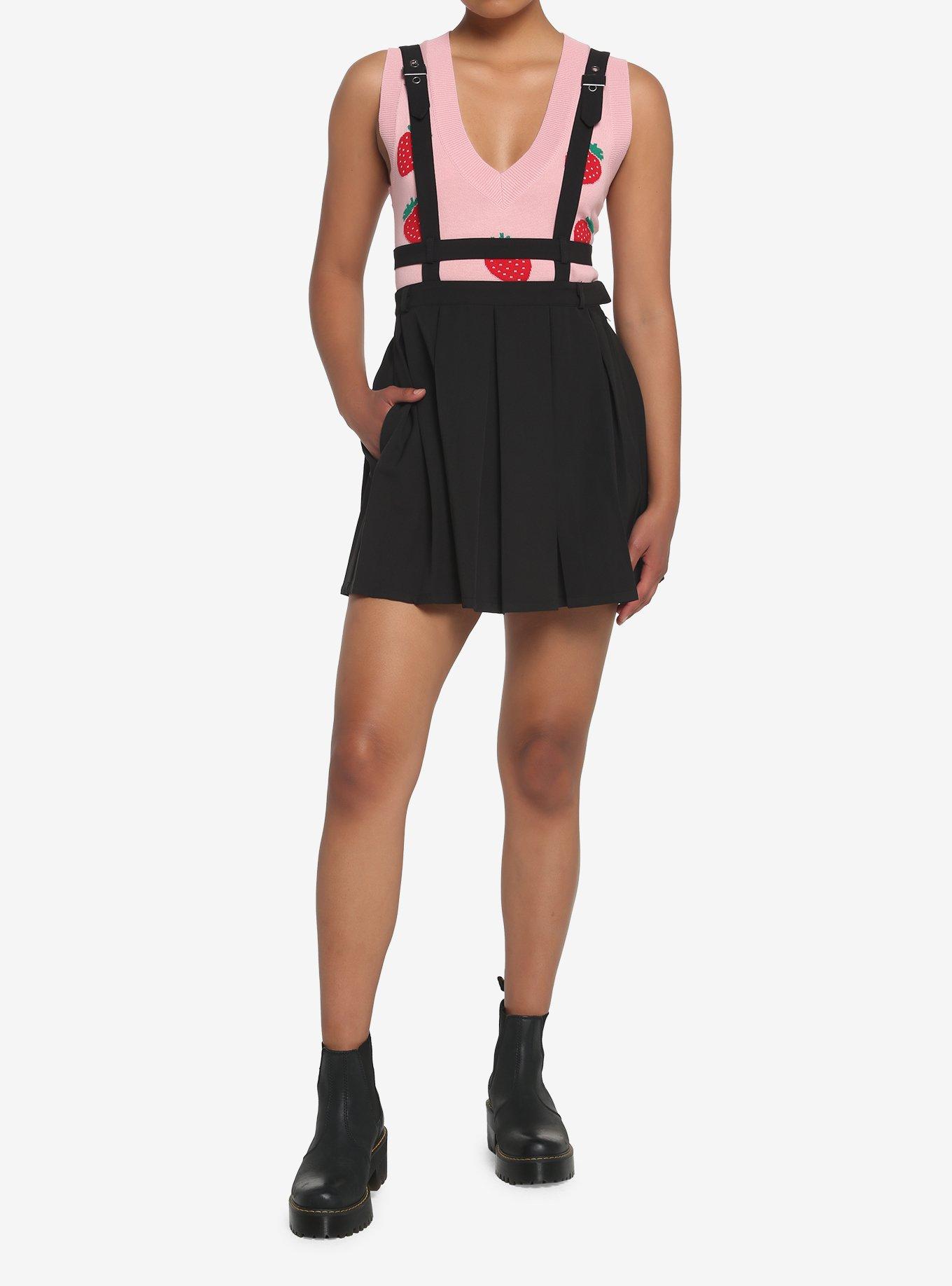 Black Harness Suspender Skirt, BLACK, alternate