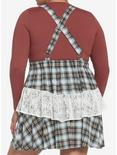 Blue & Grey Plaid Ruffle Suspender Skirt Plus Size, MULTI, alternate