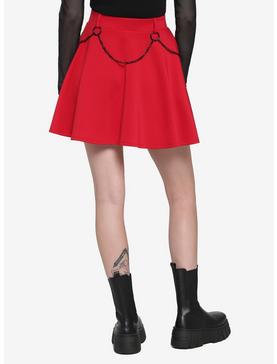 Red Black Chain Skater Skirt, , hi-res