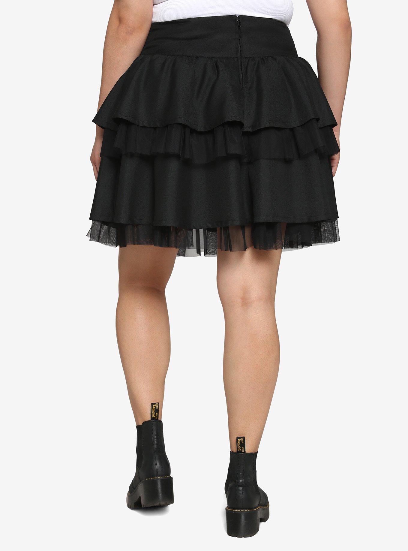Black Tiered Tutu Skirt Plus Size, BLACK, alternate