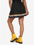 Rainbow Ribbon Pleated Skirt, BLACK, alternate