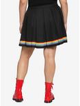 Rainbow Ribbon Pleated Skirt Plus Size, BLACK, alternate