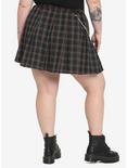 Rainbow Grid O-Chain Pleated Skirt Plus Size, PLAID-RAINBOW, alternate