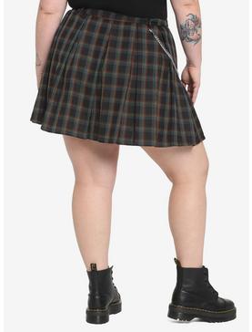 Rainbow Grid O-Chain Pleated Skirt Plus Size, , hi-res