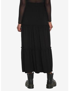 Black Tiered Button-Down Maxi Skirt, , hi-res