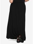 Black Lace-Up Slit Maxi Skirt Plus Size, BLACK, alternate