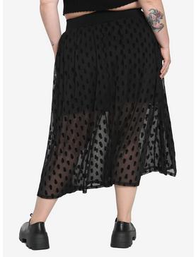 Black Coffins Mesh Maxi Skirt Plus Size, , hi-res