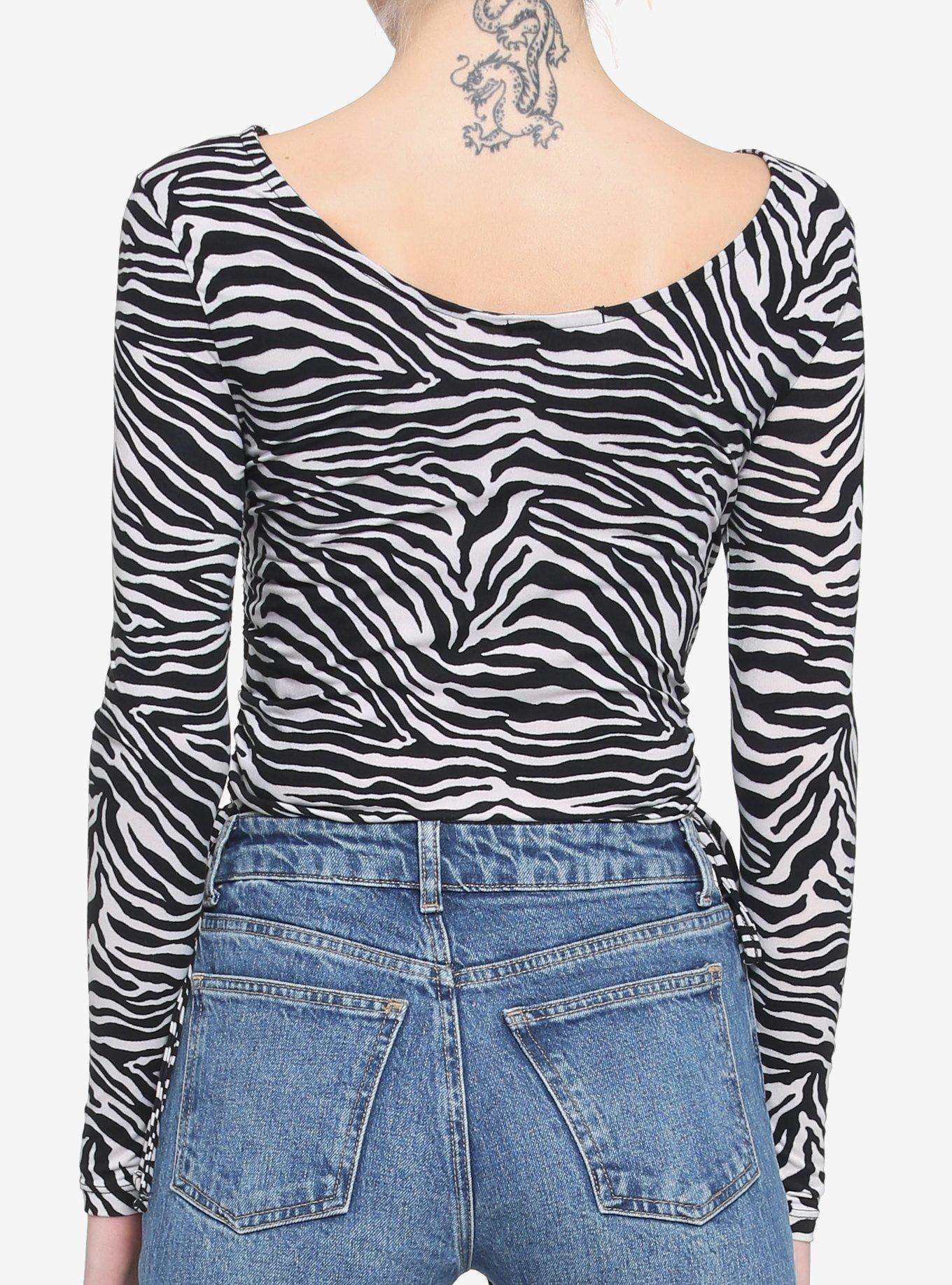 Zebra Print Long-Sleeve Body Suit, MULTI, alternate