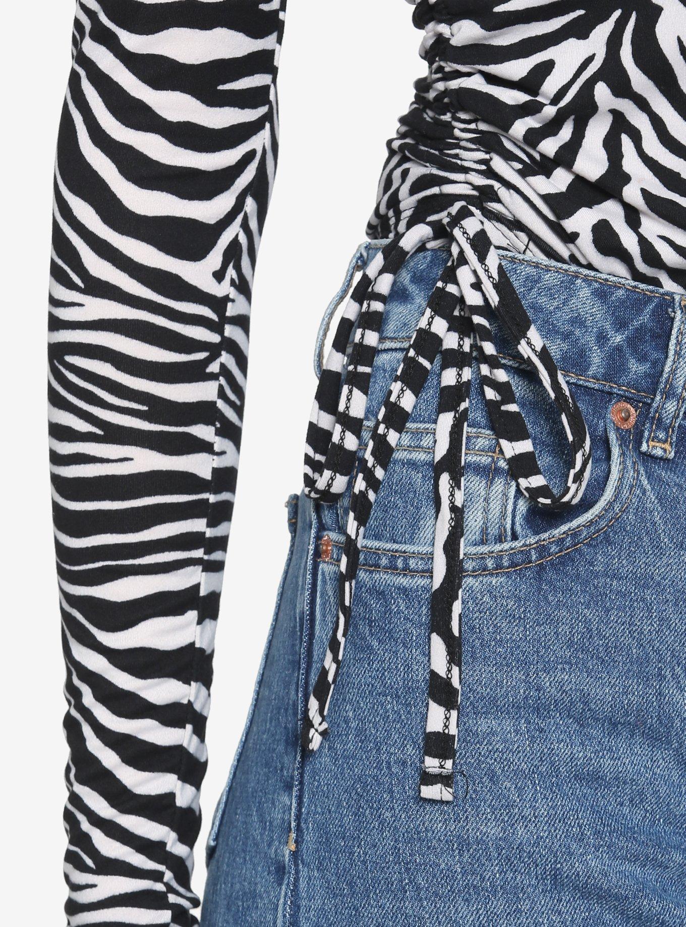 Zebra Print Long-Sleeve Body Suit, MULTI, alternate