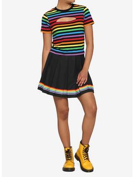Rainbow Stripe Cutout Girls T-Shirt, , hi-res