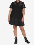 Black Skull Lace Girls Woven Button-Up Plus Size, BLACK, alternate