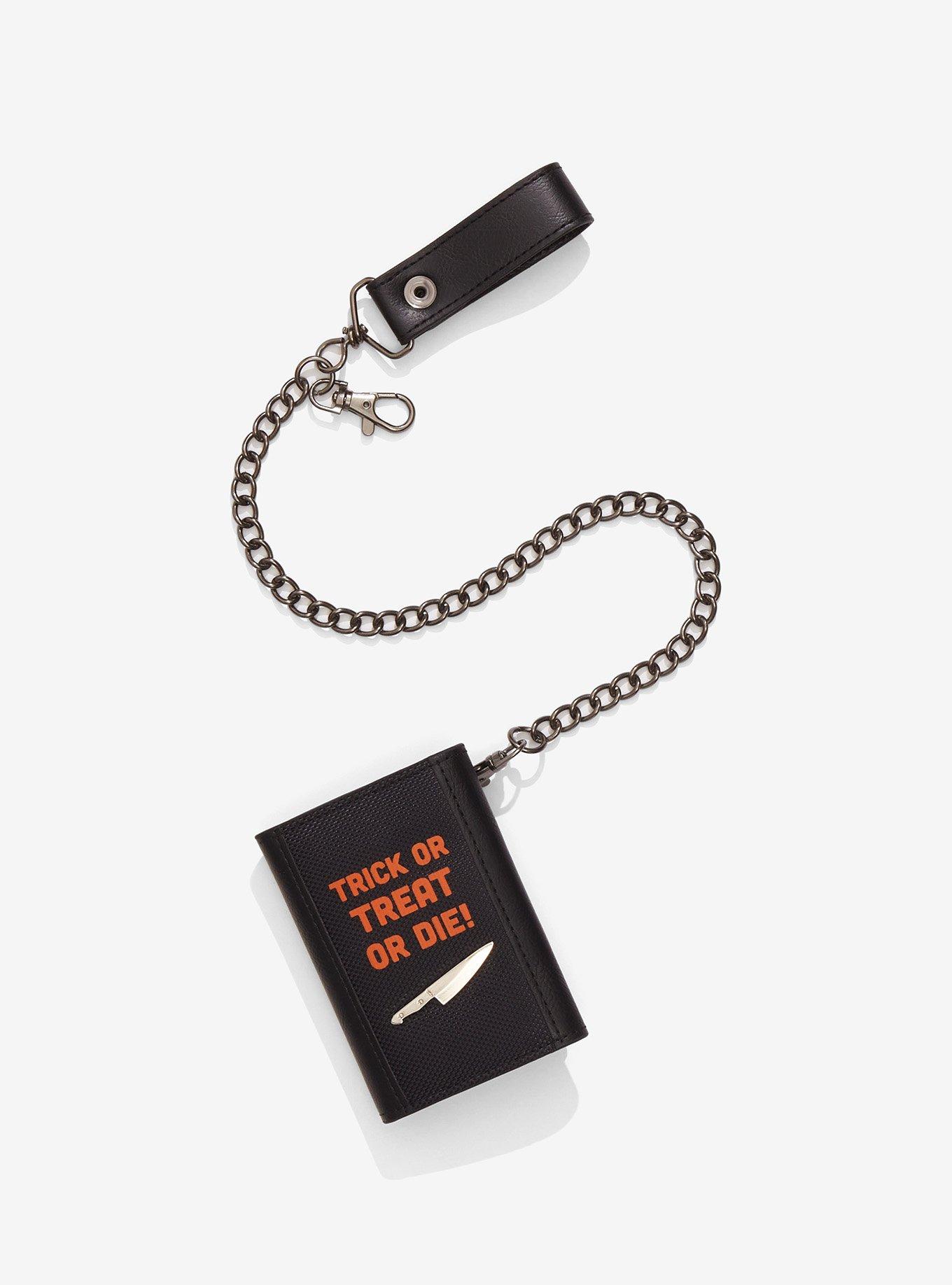 Halloween Trick Or Treat Or Die Trifold Chain Wallet, , hi-res