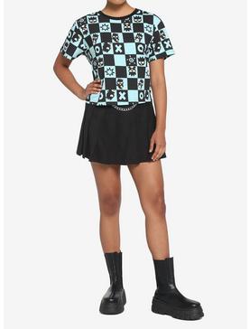 Badtz-Maru Teal Checkered Girls Crop T-Shirt, , hi-res