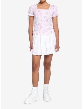 Hello Kitty And Friends Pastel Ruffle Girls Button-Up Top, , hi-res