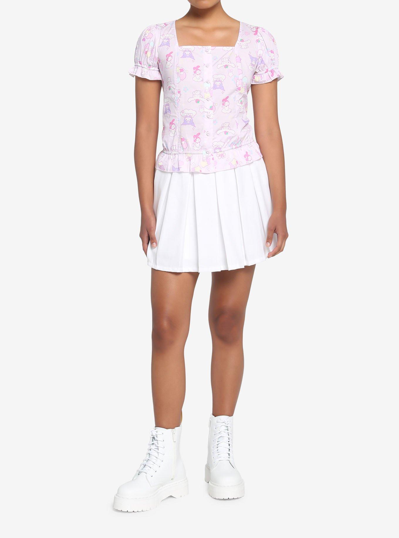 Hello Kitty And Friends Pastel Ruffle Girls Button-Up Top, MULTI, alternate